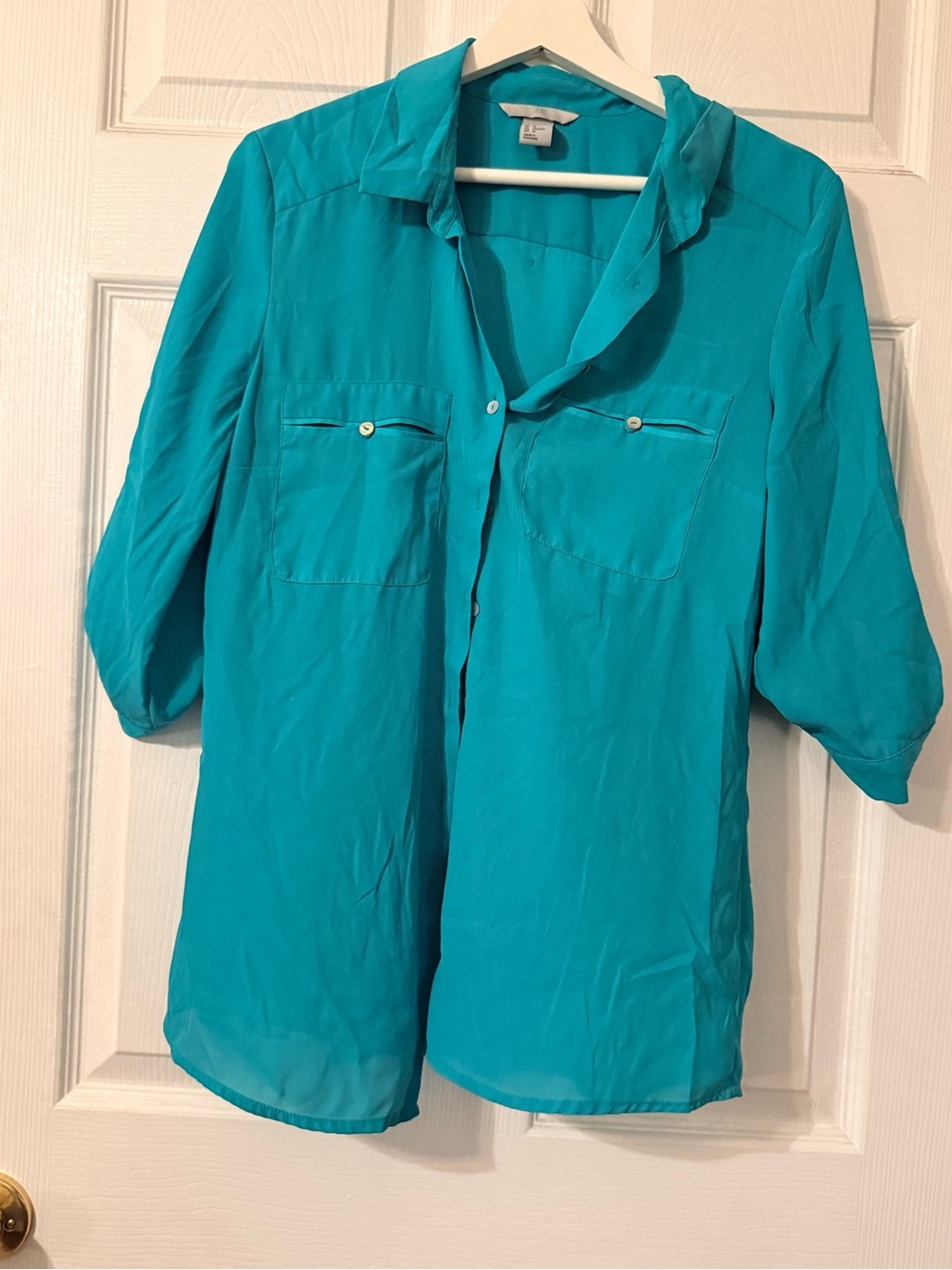 H&M Teal Button-Front Blouse